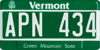VT license plate APN434