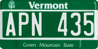 VT license plate APN435