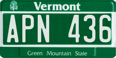 VT license plate APN436