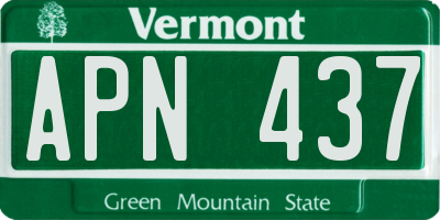 VT license plate APN437