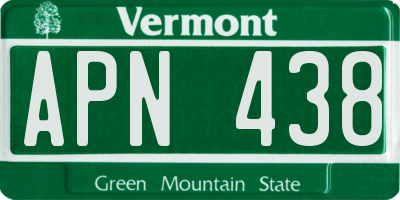 VT license plate APN438