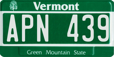 VT license plate APN439