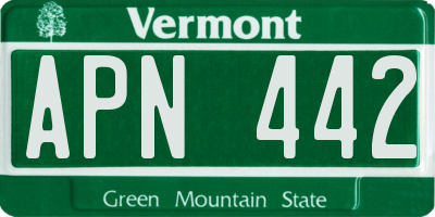 VT license plate APN442