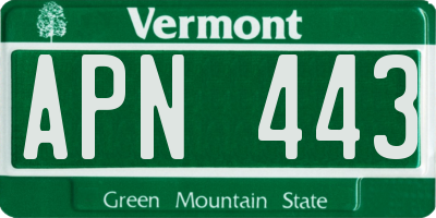 VT license plate APN443
