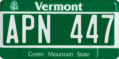 VT license plate APN447