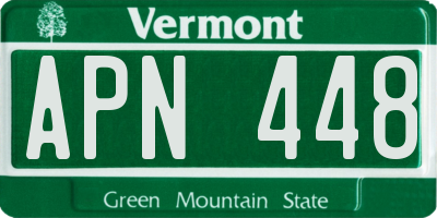 VT license plate APN448