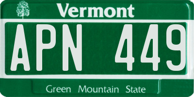 VT license plate APN449