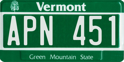 VT license plate APN451