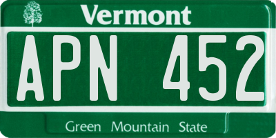 VT license plate APN452