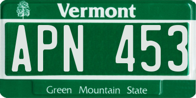 VT license plate APN453