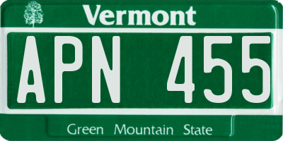 VT license plate APN455