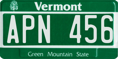 VT license plate APN456