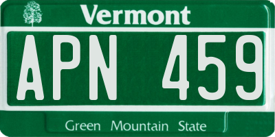 VT license plate APN459