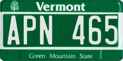 VT license plate APN465