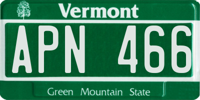 VT license plate APN466