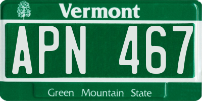 VT license plate APN467