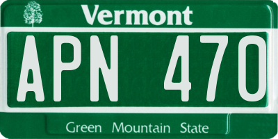 VT license plate APN470