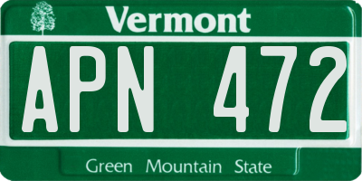VT license plate APN472
