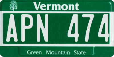 VT license plate APN474