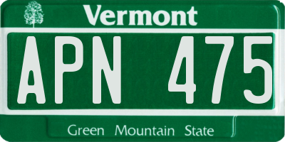VT license plate APN475