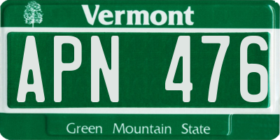 VT license plate APN476