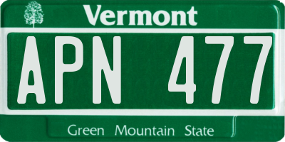 VT license plate APN477