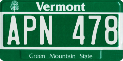 VT license plate APN478