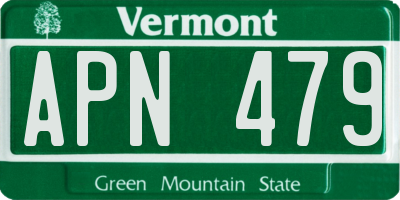 VT license plate APN479