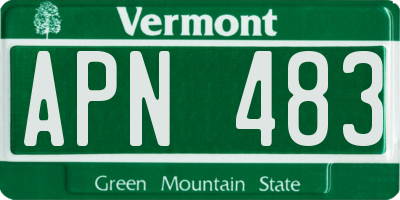 VT license plate APN483