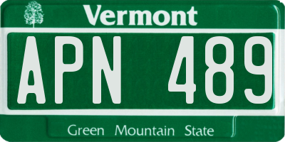 VT license plate APN489