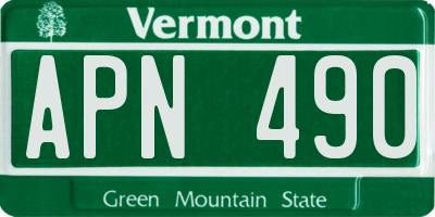 VT license plate APN490