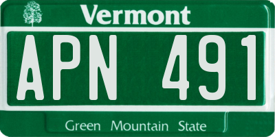 VT license plate APN491