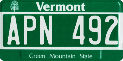 VT license plate APN492