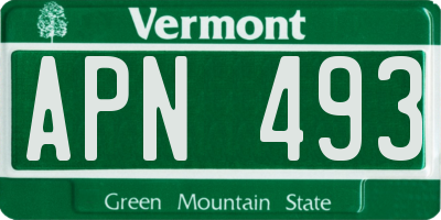 VT license plate APN493