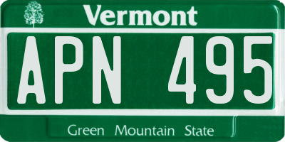 VT license plate APN495