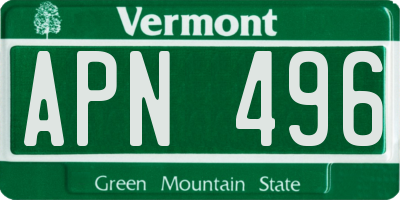 VT license plate APN496