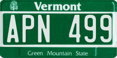 VT license plate APN499