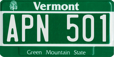 VT license plate APN501