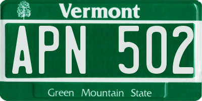 VT license plate APN502