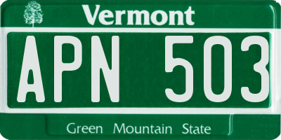 VT license plate APN503