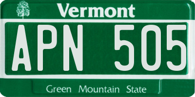 VT license plate APN505