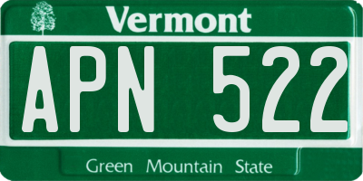 VT license plate APN522