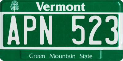 VT license plate APN523