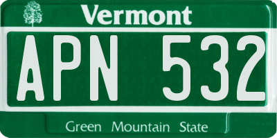 VT license plate APN532