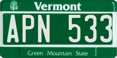 VT license plate APN533