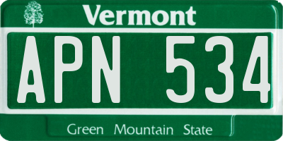 VT license plate APN534