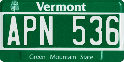 VT license plate APN536