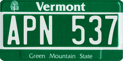 VT license plate APN537