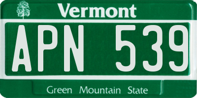 VT license plate APN539