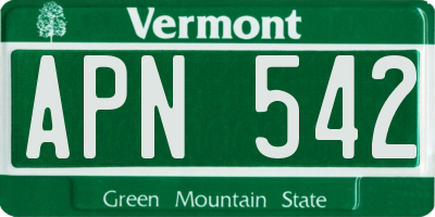 VT license plate APN542